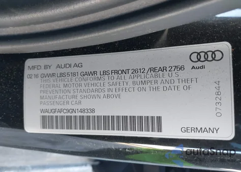 2016 Audi A6 2.0T Premium Plus from USA, damaged, VIN WAUGFAFC9GN148338